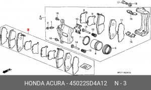Комплект тормозных колодок, диско 45022SD4A12 HONDA