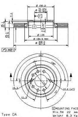 Тормозной диск 09.9369.10 BREMBO