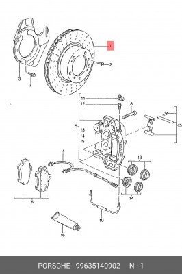 Тормозной диск 99635140902 PORSCHE
