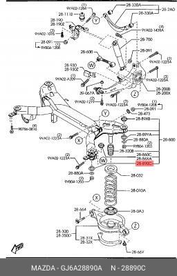 Подвеска, рычаг независимой подвески колеса GJ6A28890A MAZDA