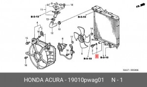 Радиатор, охлаждение двигател 19010PWAG01 HONDA