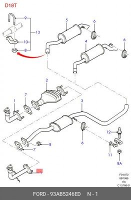 Труба приемная 93AB5246ED FORD
