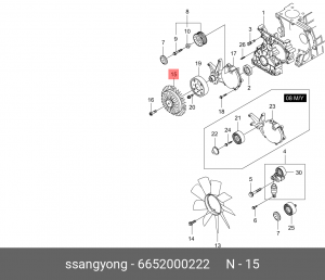 Вискомуфта системы охлаждения ДВС 6652000222 SSANG YONG