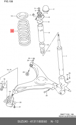 Пружина ходовой части 41311-80E60 SUZUKI