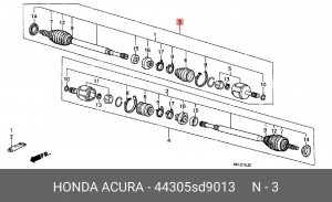 Шарнирный комплект, приводной вал 44305SD9013 HONDA