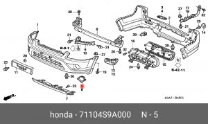 Рамка противотуманной фары 71104S9A000 HONDA