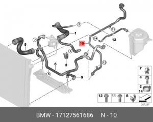 Патрубок системы охлаждения ДВС 17 12 7 561 686 BMW