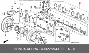 Комплект тормозных колодок, диско 43022-SV4-A00 HONDA