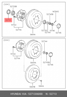 Уплотняющее кольцо, ступица колеса 5271336000 HYUNDAI KIA