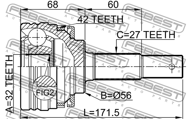 ШРУС 0210-P10A42 FEBEST