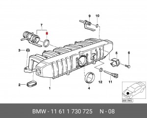 Прокладка, клапан возврата ОГ 11611730725 BMW