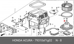 Электродвигатель, вентиляция салона 79310SF1G02 HONDA