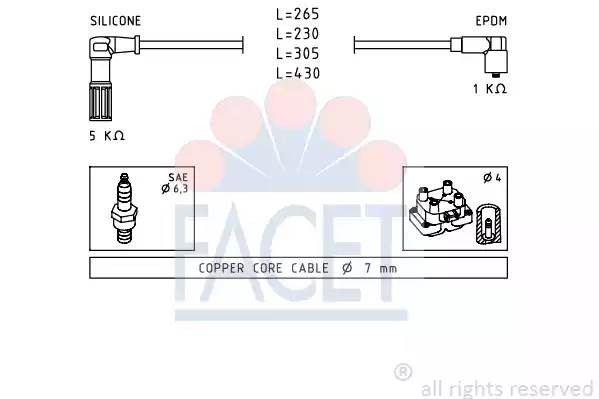 Ккомплект проводов зажигания 4.8613 FACET
