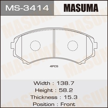 Колодки тормозные дисковые MS3414 MASUMA