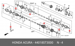 Комплект пылника, приводной вал 44018ST3000 HONDA