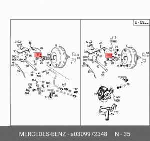 Ремкомплект, главный тормозной цилиндр A 030 997 23 48 MERCEDES BENZ