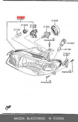 Фара головного света BL4C510K0D MAZDA