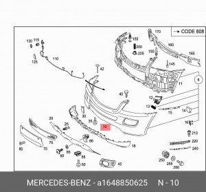 Бампер передний A 164 885 06 25 MERCEDES BENZ