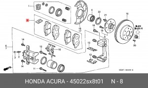 Комплект тормозных колодок, диско 45022SX8T01 HONDA