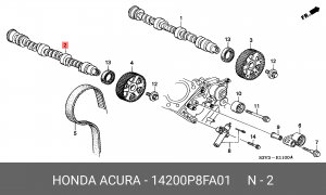 Распредвал 14200P8FA01 HONDA