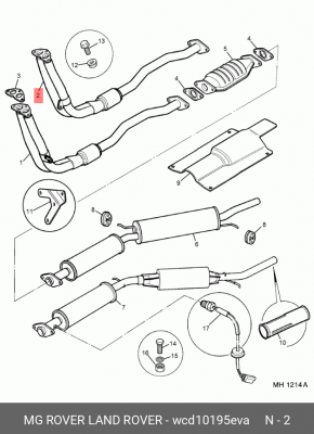 Выпускной трубопровод WCD10195EVA MG ROVER LAND ROVER