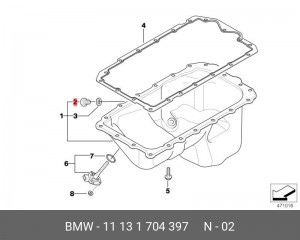 Резьбовая пробка, маслянный поддон 11 13 1 704 397 BMW