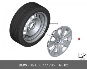 Колпак декоративный колесного диска 36 13 6 777 786 BMW
