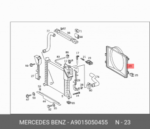 Диффузор радиатора охлаждения под вентилятор A 901 505 04 55 MERCEDES BENZ
