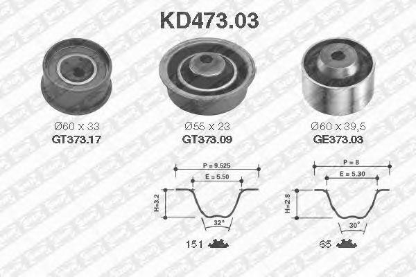 Комплект ремня ГРМ KD473.03 NTN SNR