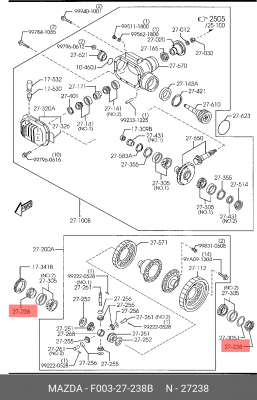 Уплотняющее кольцо, дифференциал F003-27-238B MAZDA