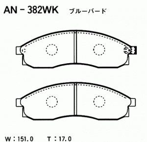 Колодки тормозные дисковые AN382WK AKEBONO