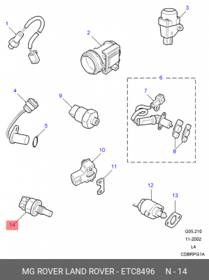 Датчик, температура охлаждающей жидкости ETC8496 MG ROVER LAND ROVER