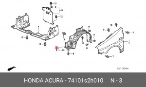Подкрылок 74101S2H010 HONDA