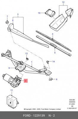 Двигатель стеклоочистителя 1229139 FORD