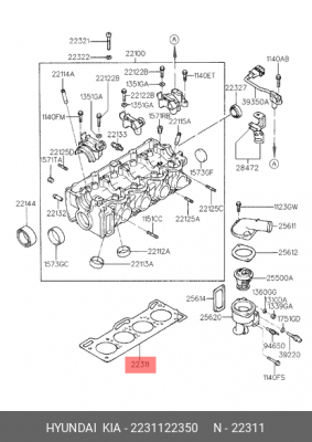 Прокладка, головка цилиндра 2231122350 HYUNDAI KIA