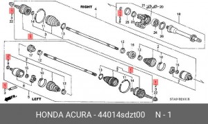 Шарнирный комплект, приводной вал 44014SDZT00 HONDA
