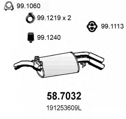 Глушитель выхлопных газов конечный 587032 ASSO