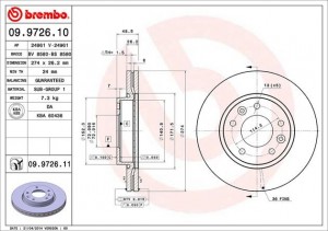 Тормозной диск 09.9726.10 BREMBO