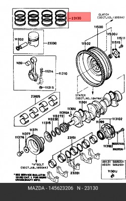 Поршневое кольцо 1456-23-206 MAZDA