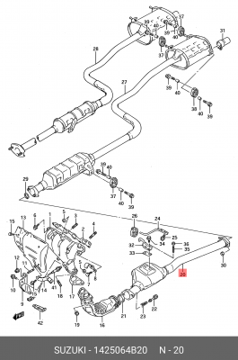 Средний глушитель выхлопных газов 14250-64B20 SUZUKI