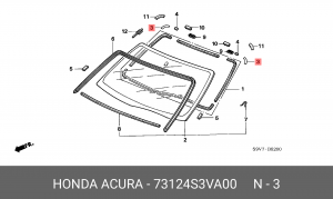 Уплотнитель стекла ветрового 73124S3VA00 HONDA