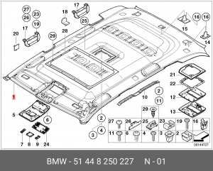 Обшивка потолка 51 44 8 250 227 BMW