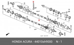 Шарнирный комплект, приводной вал 44010SH9000 HONDA