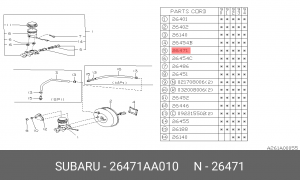 Ремкомплект, главный тормозной цилиндр 26471AA010 SUBARU