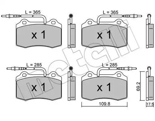 Комплект тормозных колодок, диско 22-0251-1 METELLI