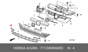 Молдинг решетки радиатора 71124SWA003 HONDA