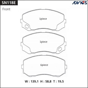 Колодки тормозные дисковые SN118E ADVICS