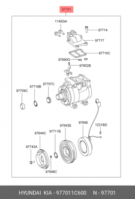 Компрессор, кондиционер 977011C600 HYUNDAI KIA