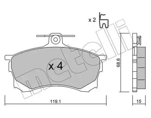 Комплект тормозных колодок, диско 2202500 METELLI