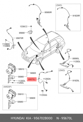 Датчик ABS 956702B000 HYUNDAI KIA